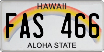 HI license plate FAS466
