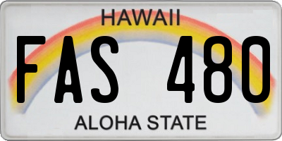 HI license plate FAS480