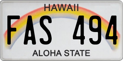 HI license plate FAS494