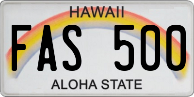 HI license plate FAS500