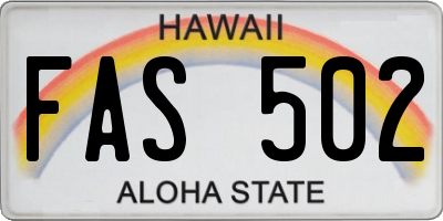 HI license plate FAS502
