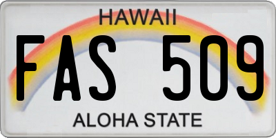 HI license plate FAS509