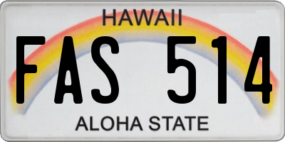 HI license plate FAS514