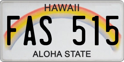 HI license plate FAS515