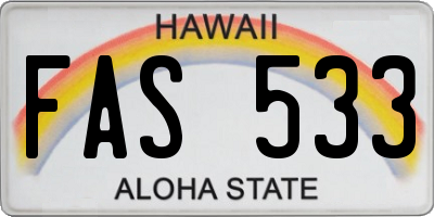 HI license plate FAS533