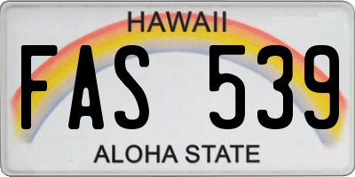 HI license plate FAS539
