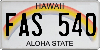 HI license plate FAS540