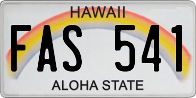 HI license plate FAS541