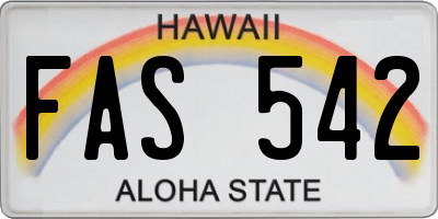 HI license plate FAS542