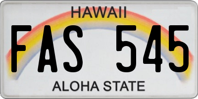 HI license plate FAS545