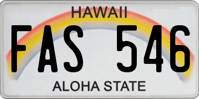 HI license plate FAS546