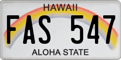 HI license plate FAS547
