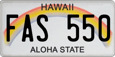 HI license plate FAS550