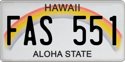 HI license plate FAS551