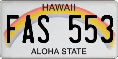 HI license plate FAS553