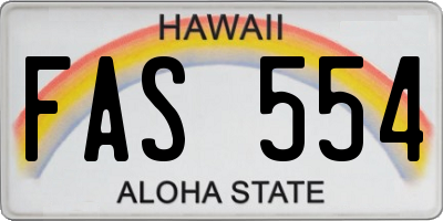 HI license plate FAS554