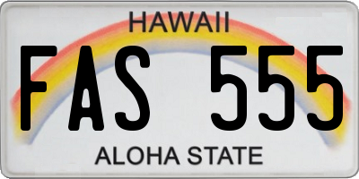 HI license plate FAS555