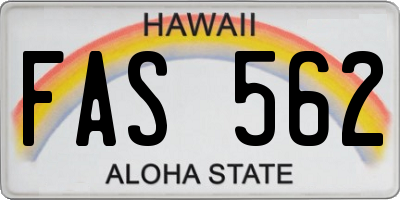 HI license plate FAS562