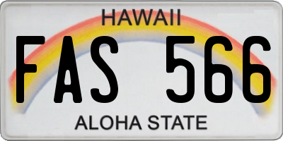 HI license plate FAS566