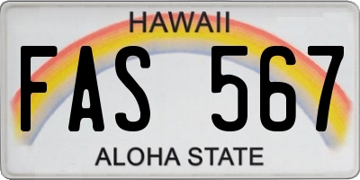 HI license plate FAS567