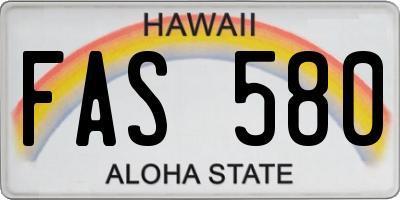 HI license plate FAS580