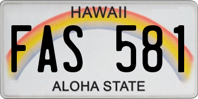 HI license plate FAS581