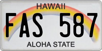 HI license plate FAS587