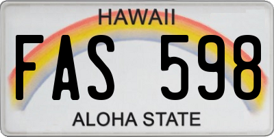HI license plate FAS598