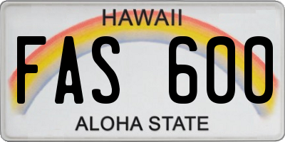 HI license plate FAS600