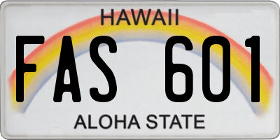 HI license plate FAS601