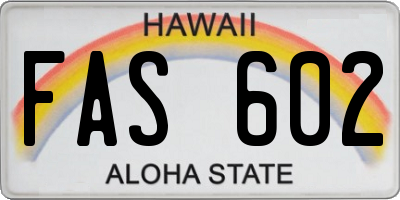 HI license plate FAS602