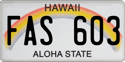HI license plate FAS603