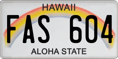 HI license plate FAS604