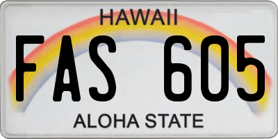 HI license plate FAS605