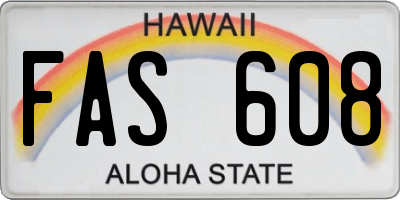 HI license plate FAS608