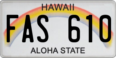 HI license plate FAS610