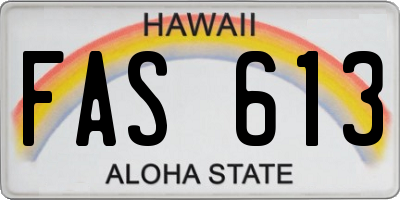 HI license plate FAS613
