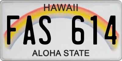 HI license plate FAS614