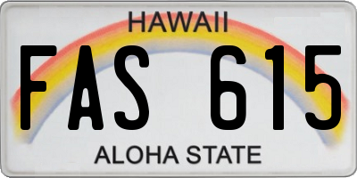HI license plate FAS615
