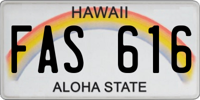HI license plate FAS616