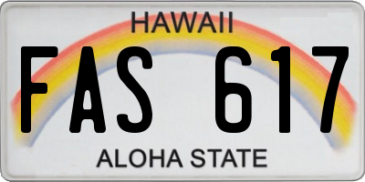 HI license plate FAS617