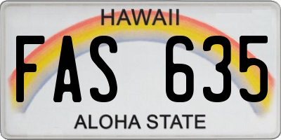 HI license plate FAS635