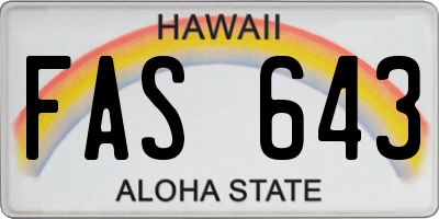 HI license plate FAS643