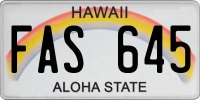 HI license plate FAS645