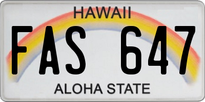 HI license plate FAS647
