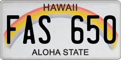 HI license plate FAS650