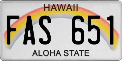 HI license plate FAS651