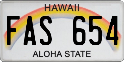 HI license plate FAS654
