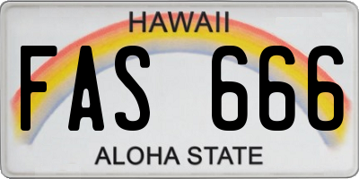 HI license plate FAS666