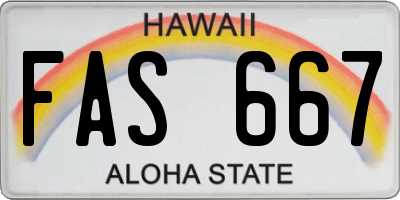 HI license plate FAS667